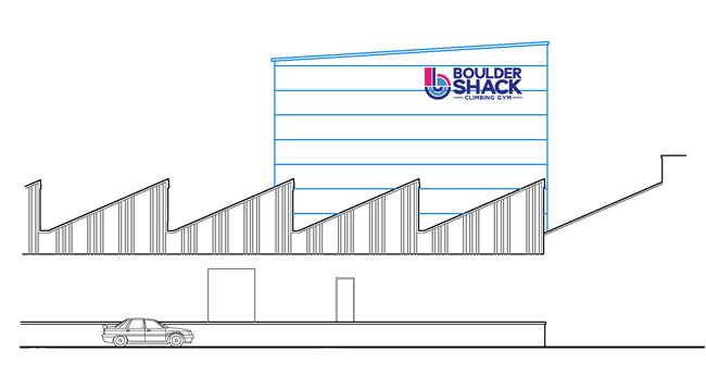 Boulder Shack lead climbing centre southamptonSide elevation