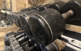 dumbbells at the gym of boulder shack